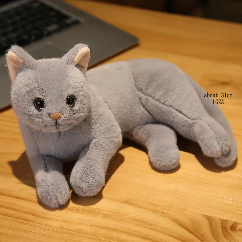 INS Like Real Prone Simulation Cat Dog Plush Doll Stuffed Pure Colors Bedroom Decor Kitten Toy Pets Animal Kids Christmas Gift - Image 28