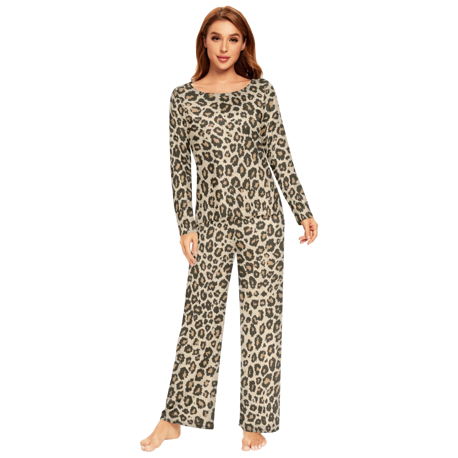 Spring&Autumn Sleepwear Women's 2 Pieces Pajamas Set Sexy Leopard Homewear Lounge Clothes Warm Pyjama Pijama Femme - Image 15