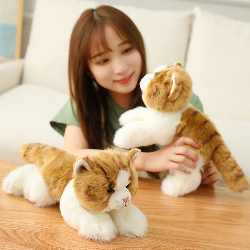 INS Like Real Prone Simulation Cat Dog Plush Doll Stuffed Pure Colors Bedroom Decor Kitten Toy Pets Animal Kids Christmas Gift - Image 3