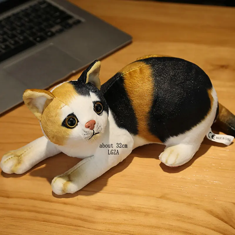INS Like Real Prone Simulation Cat Dog Plush Doll Stuffed Pure Colors Bedroom Decor Kitten Toy Pets Animal Kids Christmas Gift - Image 31
