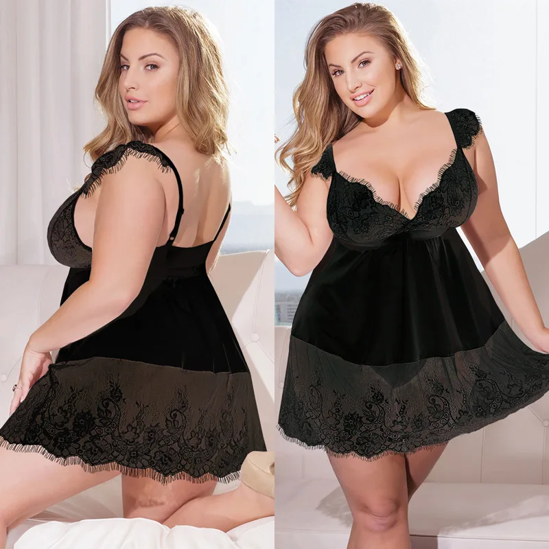 5XL Plus Size Women Lace Bodysuit Sexy Lingerie Sleepwear Mesh Lace Floral See-through Teddies Catsuit Erotic Sex Costume - Image 12