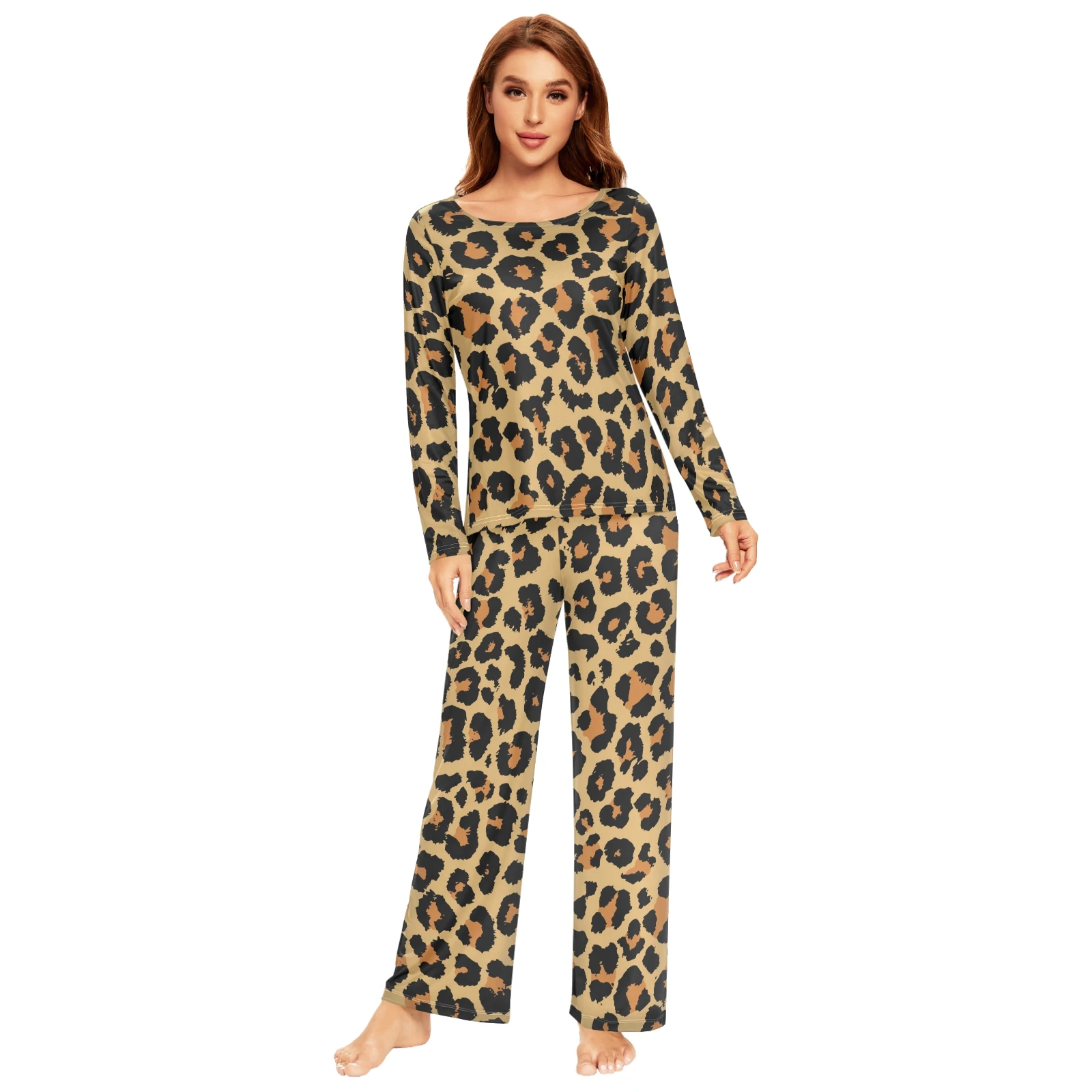 Spring&Autumn Sleepwear Women's 2 Pieces Pajamas Set Sexy Leopard Homewear Lounge Clothes Warm Pyjama Pijama Femme - Image 11