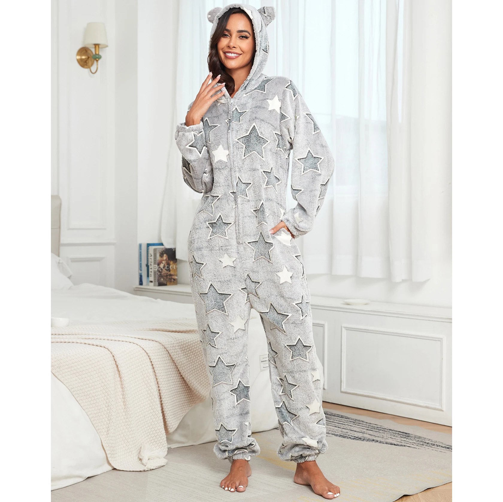 Girls Home Clothes Pajamas Black Adult Onesie Home Clothes Woman - Image 6