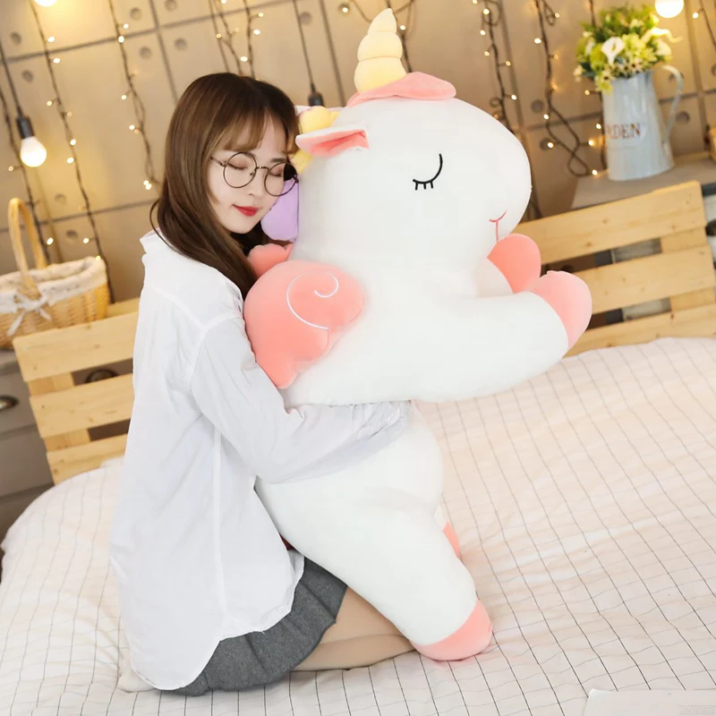 New Arrival Large Unicorn Plush Toys Cute Blue Yellow White Horse Soft Doll Stuffed Animal Big Toys For Children Birthday Gift - Image 4