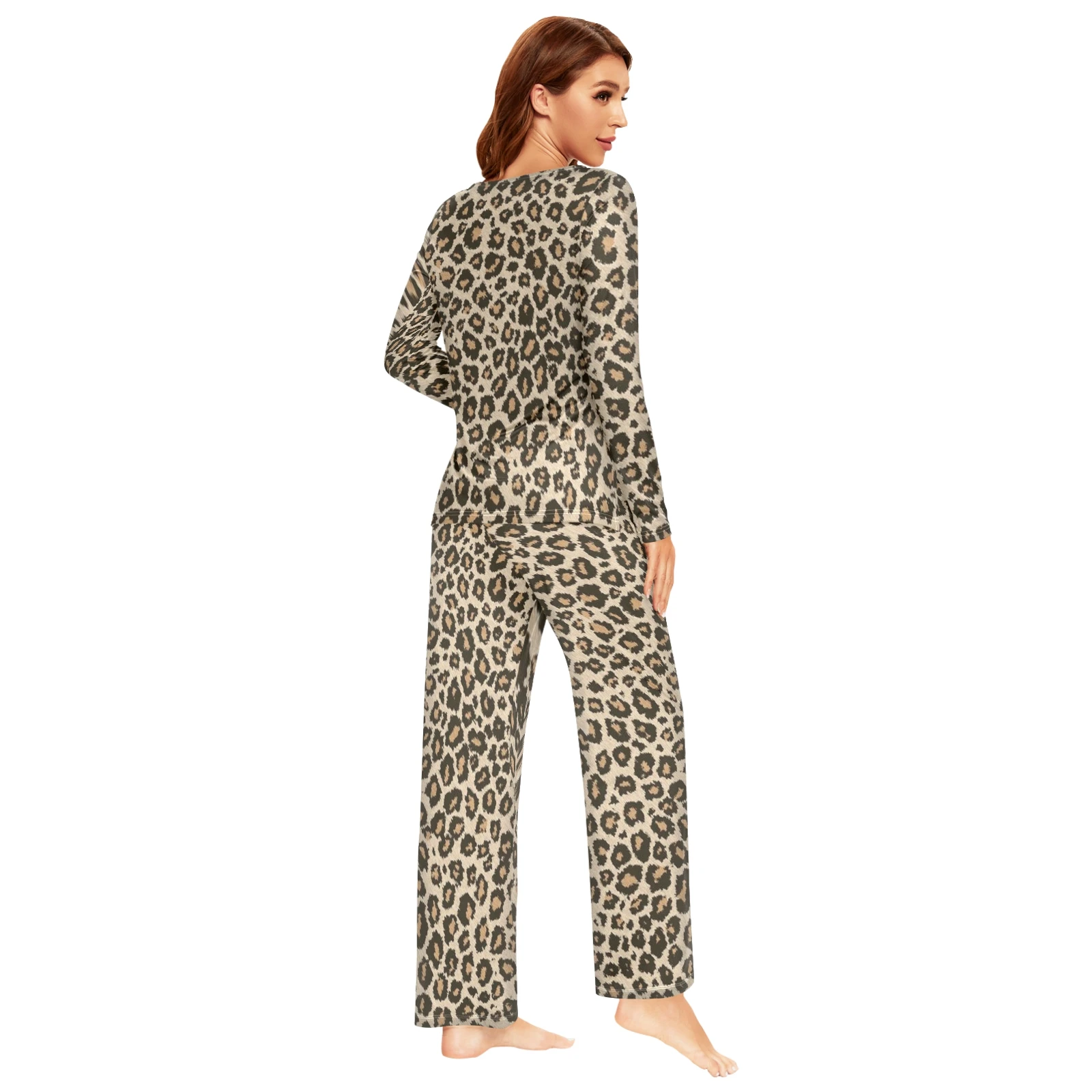 Spring&Autumn Sleepwear Women's 2 Pieces Pajamas Set Sexy Leopard Homewear Lounge Clothes Warm Pyjama Pijama Femme - Image 5