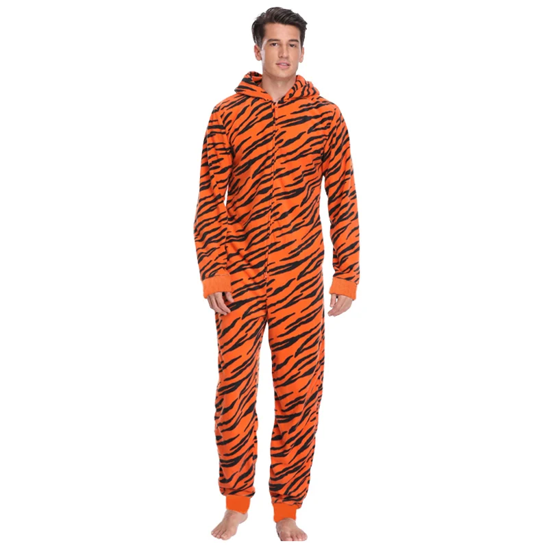 Plus Size Fleece Tiger Pyjamas Women Stitch Onesie Animal Costumes Jumpsuits Couple Coverall Pajamas Onesie For Adult Kingurumi - Image 7