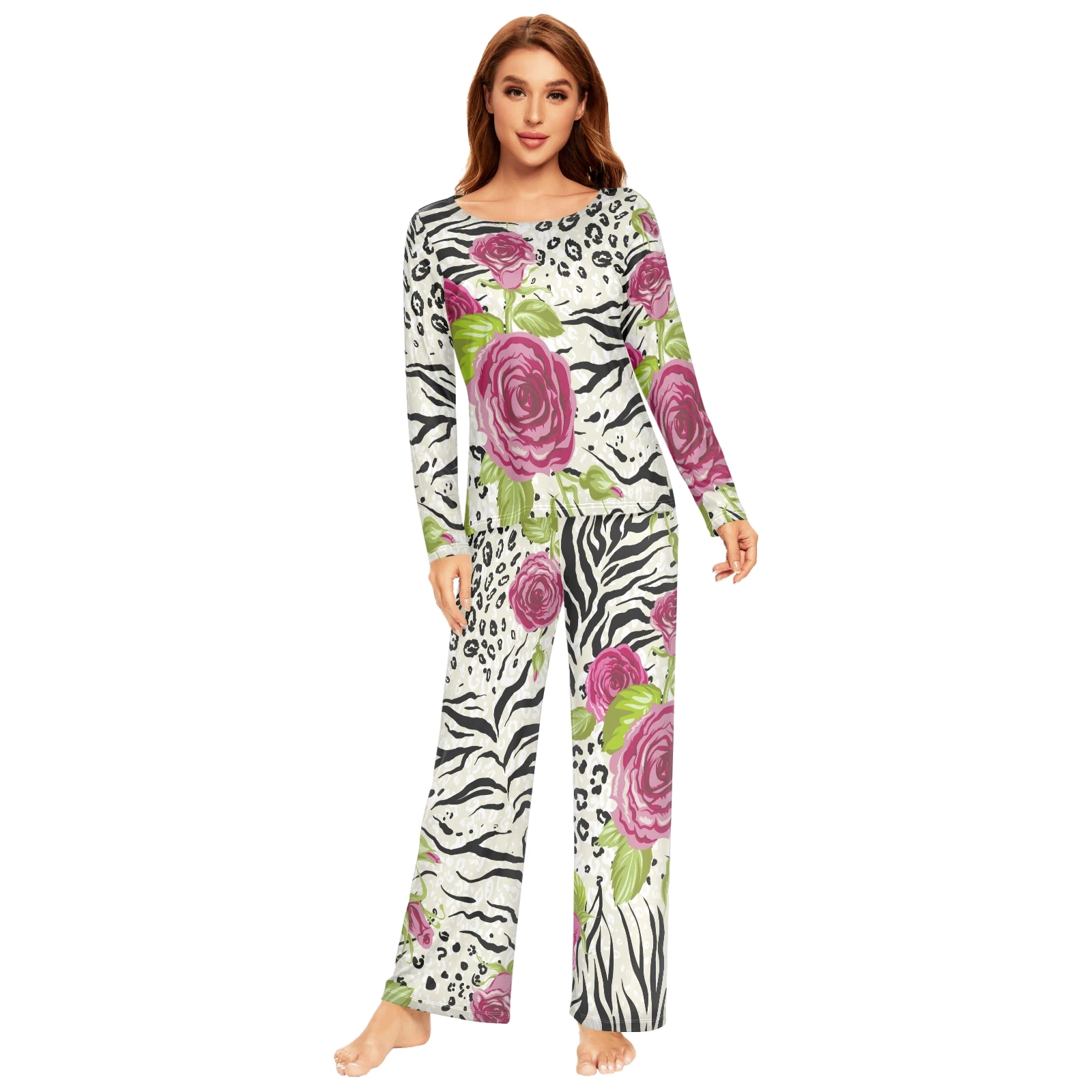 Spring&Autumn Sleepwear Women's 2 Pieces Pajamas Set Sexy Leopard Homewear Lounge Clothes Warm Pyjama Pijama Femme - Image 21