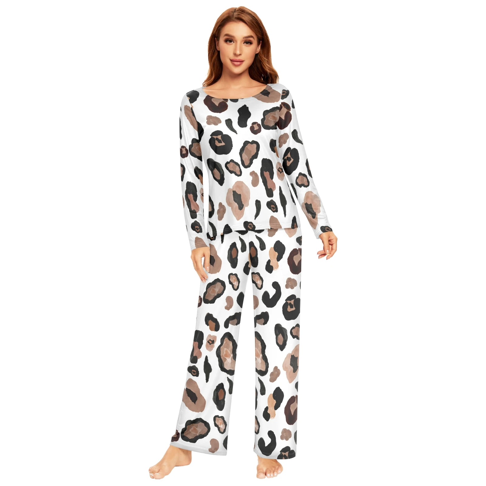 Spring&Autumn Sleepwear Women's 2 Pieces Pajamas Set Sexy Leopard Homewear Lounge Clothes Warm Pyjama Pijama Femme - Image 16