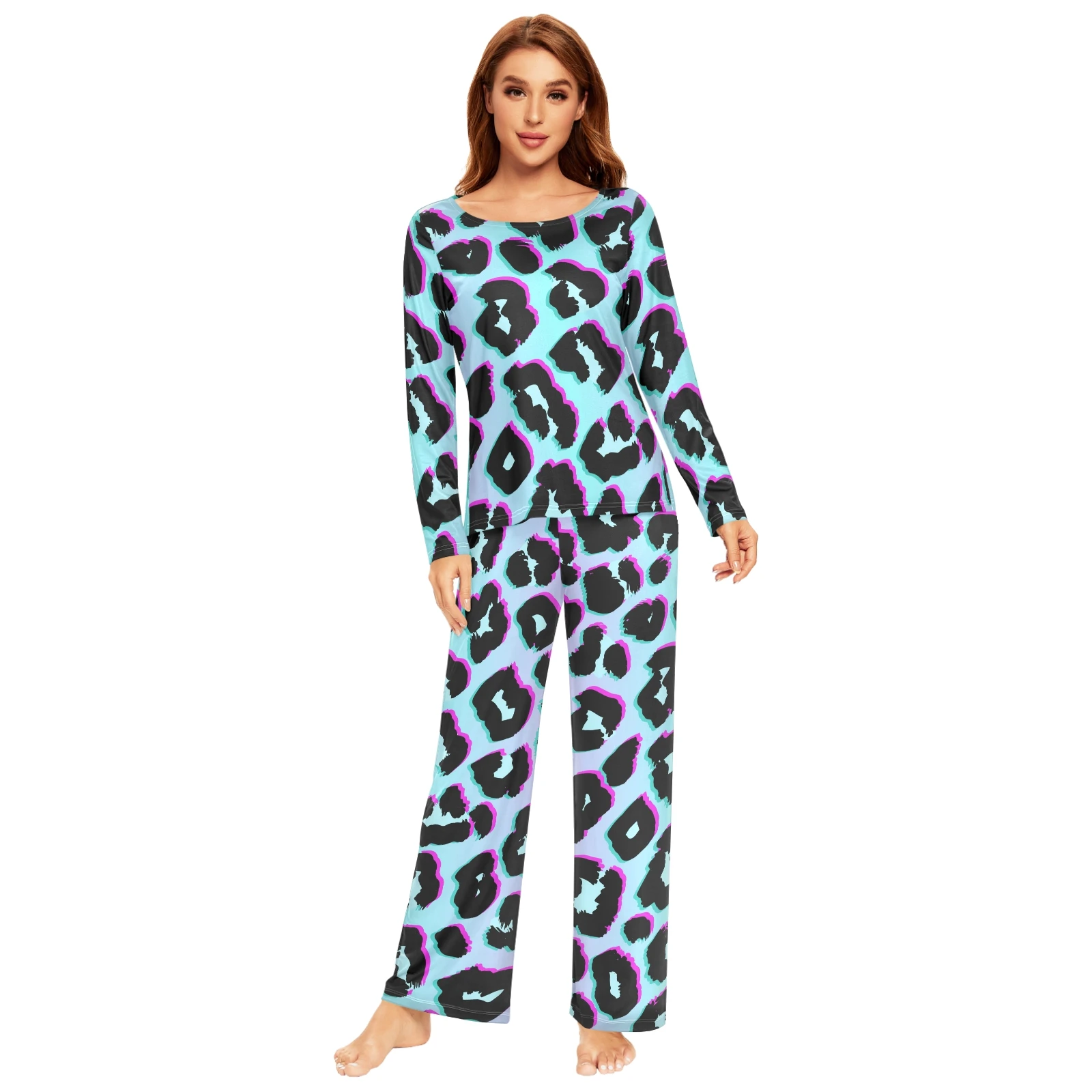 Spring&Autumn Sleepwear Women's 2 Pieces Pajamas Set Sexy Leopard Homewear Lounge Clothes Warm Pyjama Pijama Femme - Image 18