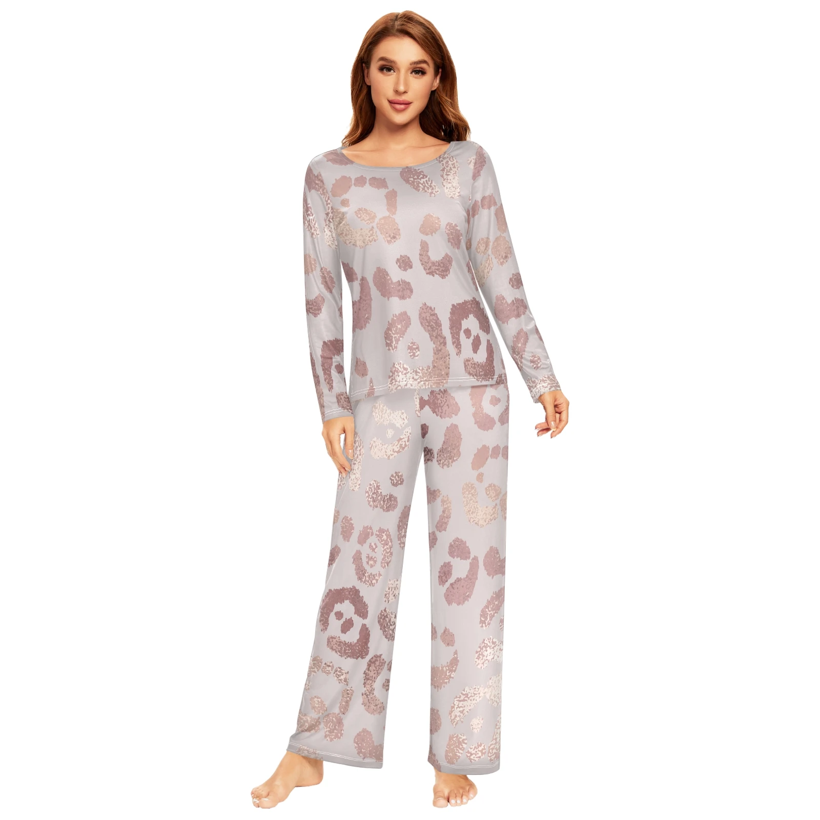 Spring&Autumn Sleepwear Women's 2 Pieces Pajamas Set Sexy Leopard Homewear Lounge Clothes Warm Pyjama Pijama Femme - Image 13