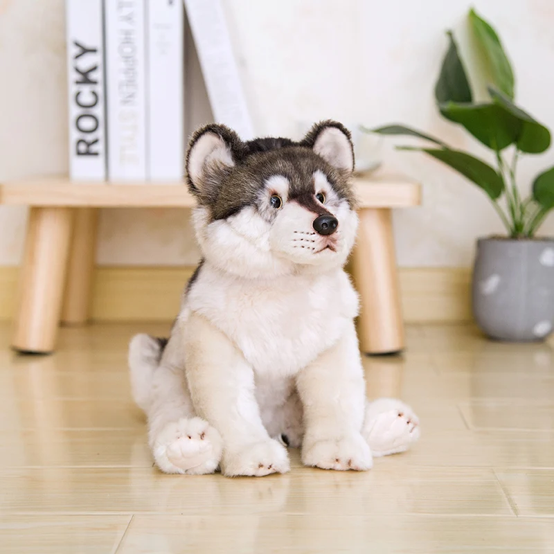 38CM Cute Simulation Wolf Plush Toys Wolf Dog Kids Dolls Lifelike Stuffed Pet Soft Anime Decor Collection Toys For Children Kids - Image 3
