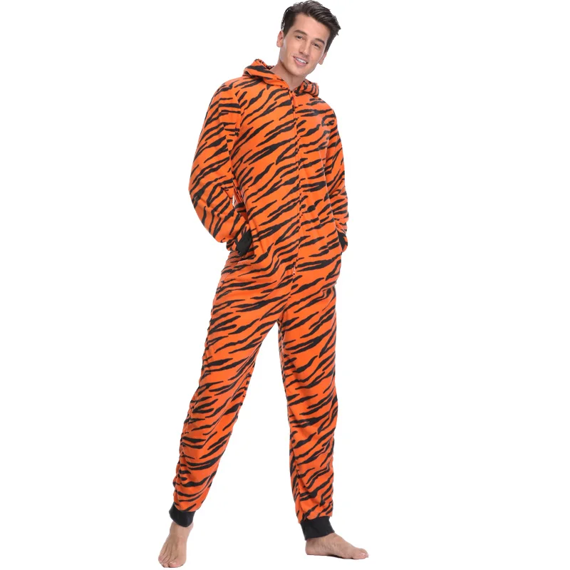 Plus Size Fleece Tiger Pyjamas Women Stitch Onesie Animal Costumes Jumpsuits Couple Coverall Pajamas Onesie For Adult Kingurumi - Image 5