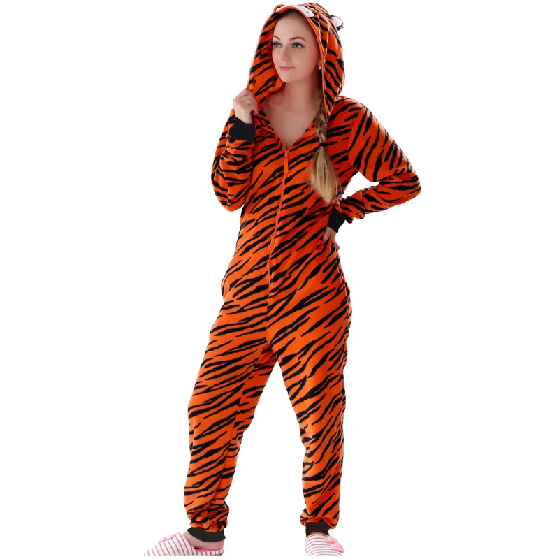 Plus Size Fleece Tiger Pyjamas Women Stitch Onesie Animal Costumes Jumpsuits Couple Coverall Pajamas Onesie For Adult Kingurumi - Image 2