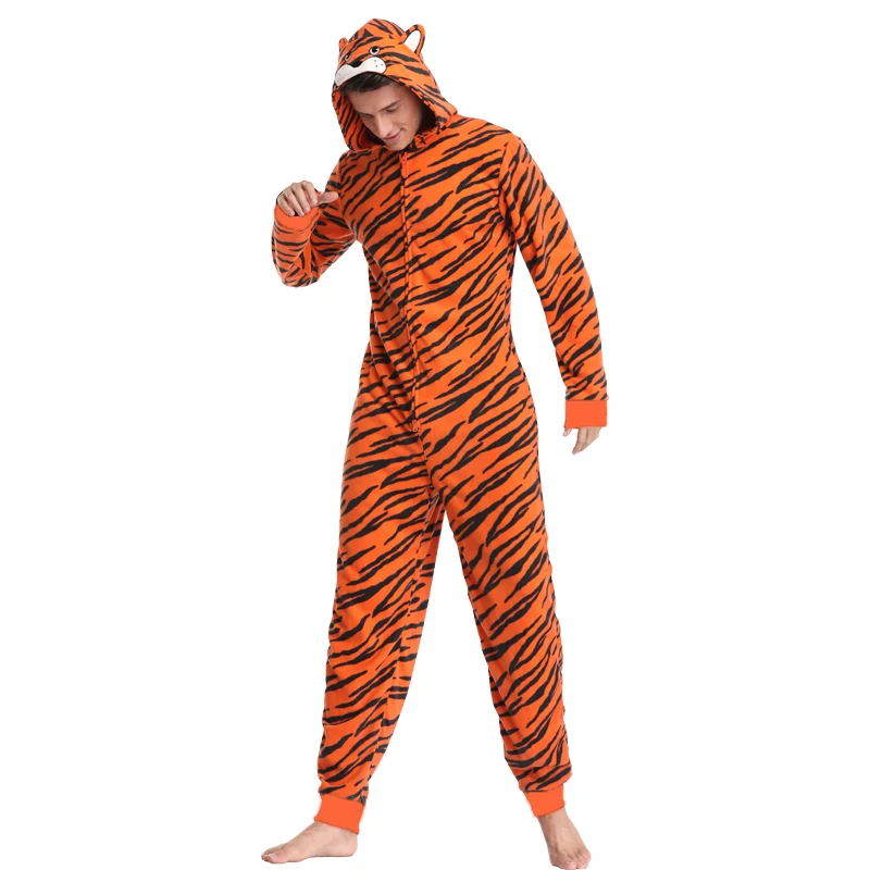 Plus Size Fleece Tiger Pyjamas Women Stitch Onesie Animal Costumes Jumpsuits Couple Coverall Pajamas Onesie For Adult Kingurumi - Image 3