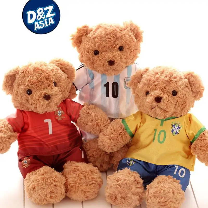 Plush Football Player Teddy Bear Doll – Soft Soccer Player Plush Toy, Kids Stuffed Animal Gift & Souvenir