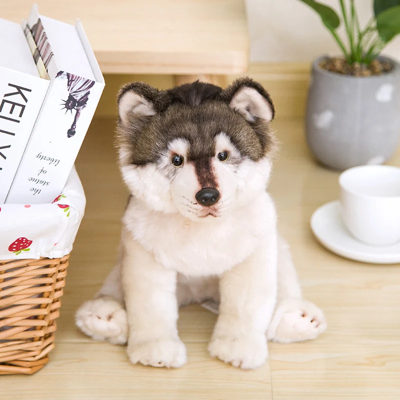 38CM Cute Simulation Wolf Plush Toys Wolf Dog Kids Dolls Lifelike Stuffed Pet Soft Anime Decor Collection Toys For Children Kids - Image 2