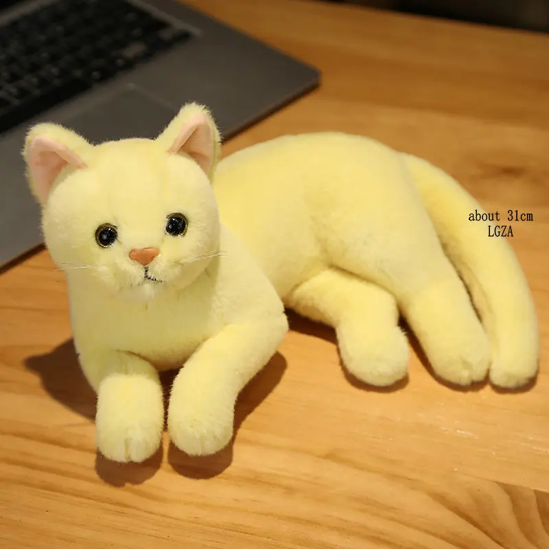 INS Like Real Prone Simulation Cat Dog Plush Doll Stuffed Pure Colors Bedroom Decor Kitten Toy Pets Animal Kids Christmas Gift - Image 29