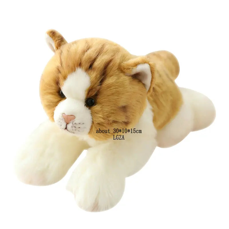 INS Like Real Prone Simulation Cat Dog Plush Doll Stuffed Pure Colors Bedroom Decor Kitten Toy Pets Animal Kids Christmas Gift - Image 19