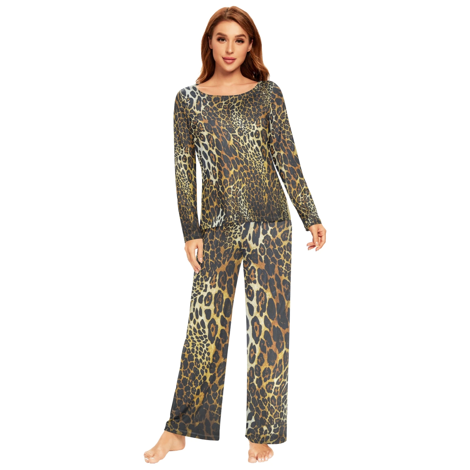 Spring&Autumn Sleepwear Women's 2 Pieces Pajamas Set Sexy Leopard Homewear Lounge Clothes Warm Pyjama Pijama Femme - Image 12