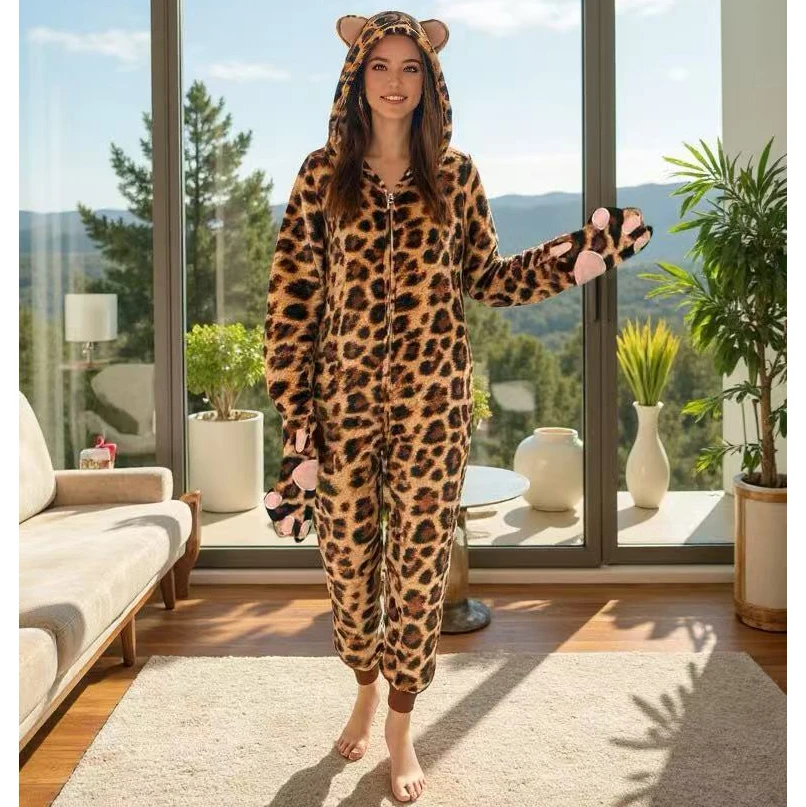 Girls Home Clothes Pajamas Black Adult Onesie Home Clothes Woman - Image 5