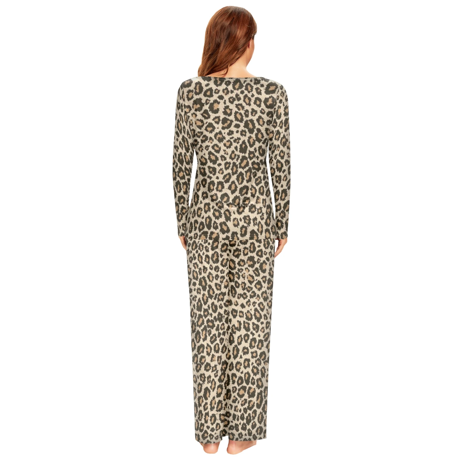 Spring&Autumn Sleepwear Women's 2 Pieces Pajamas Set Sexy Leopard Homewear Lounge Clothes Warm Pyjama Pijama Femme - Image 4