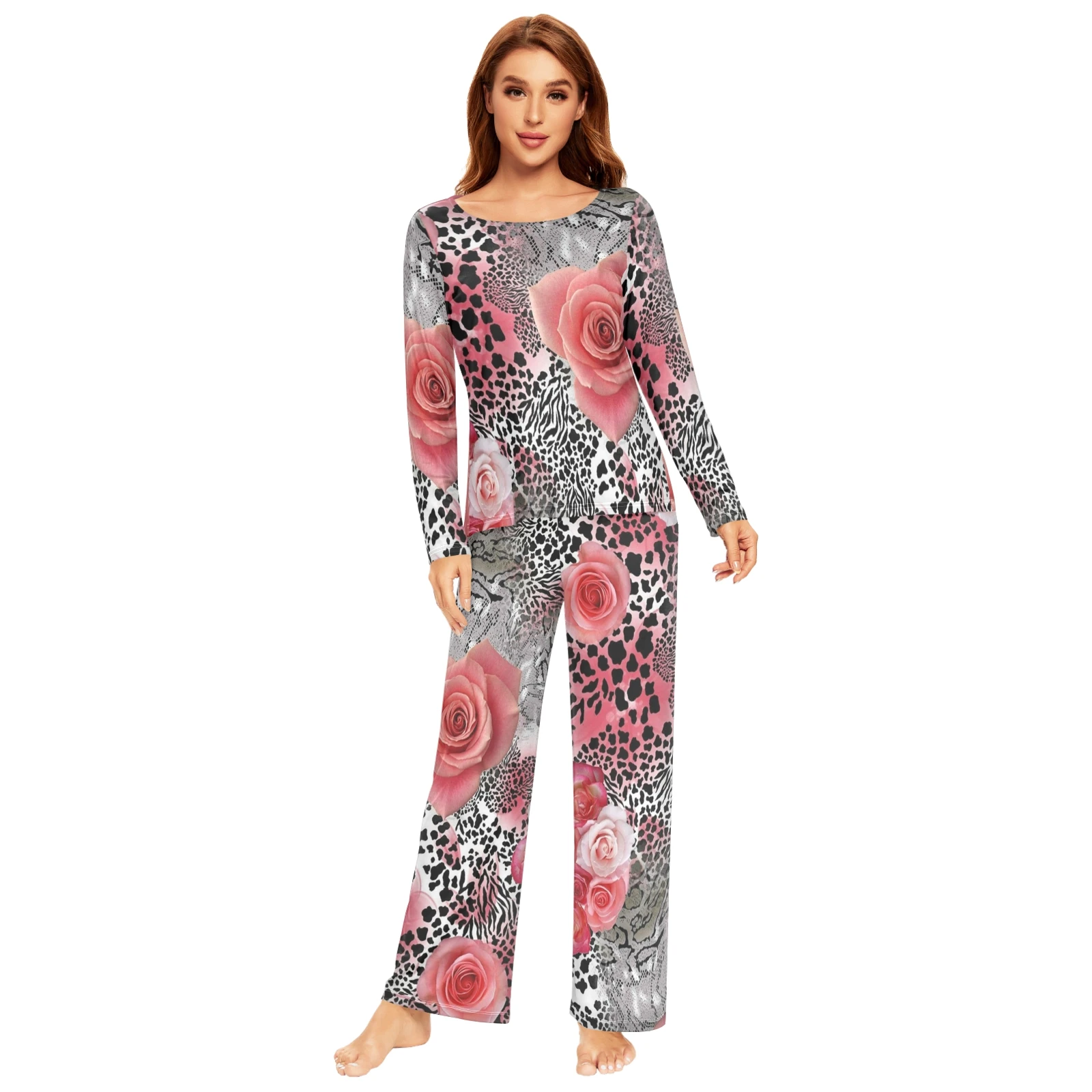 Spring&Autumn Sleepwear Women's 2 Pieces Pajamas Set Sexy Leopard Homewear Lounge Clothes Warm Pyjama Pijama Femme - Image 8