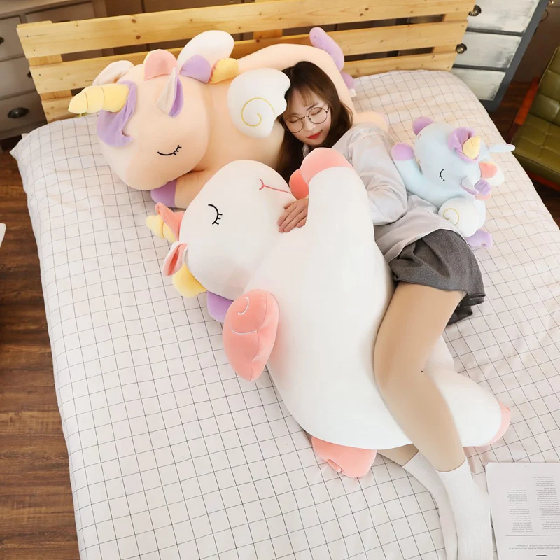 New Arrival Large Unicorn Plush Toys Cute Blue Yellow White Horse Soft Doll Stuffed Animal Big Toys For Children Birthday Gift - Image 2