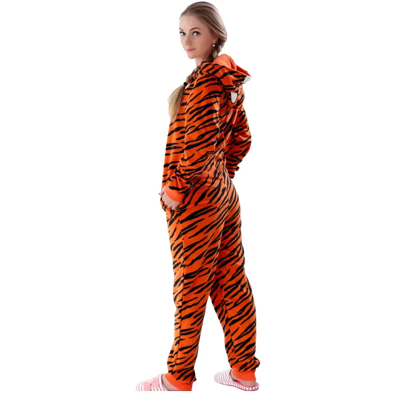 Plus Size Fleece Tiger Pyjamas Women Stitch Onesie Animal Costumes Jumpsuits Couple Coverall Pajamas Onesie For Adult Kingurumi - Image 8