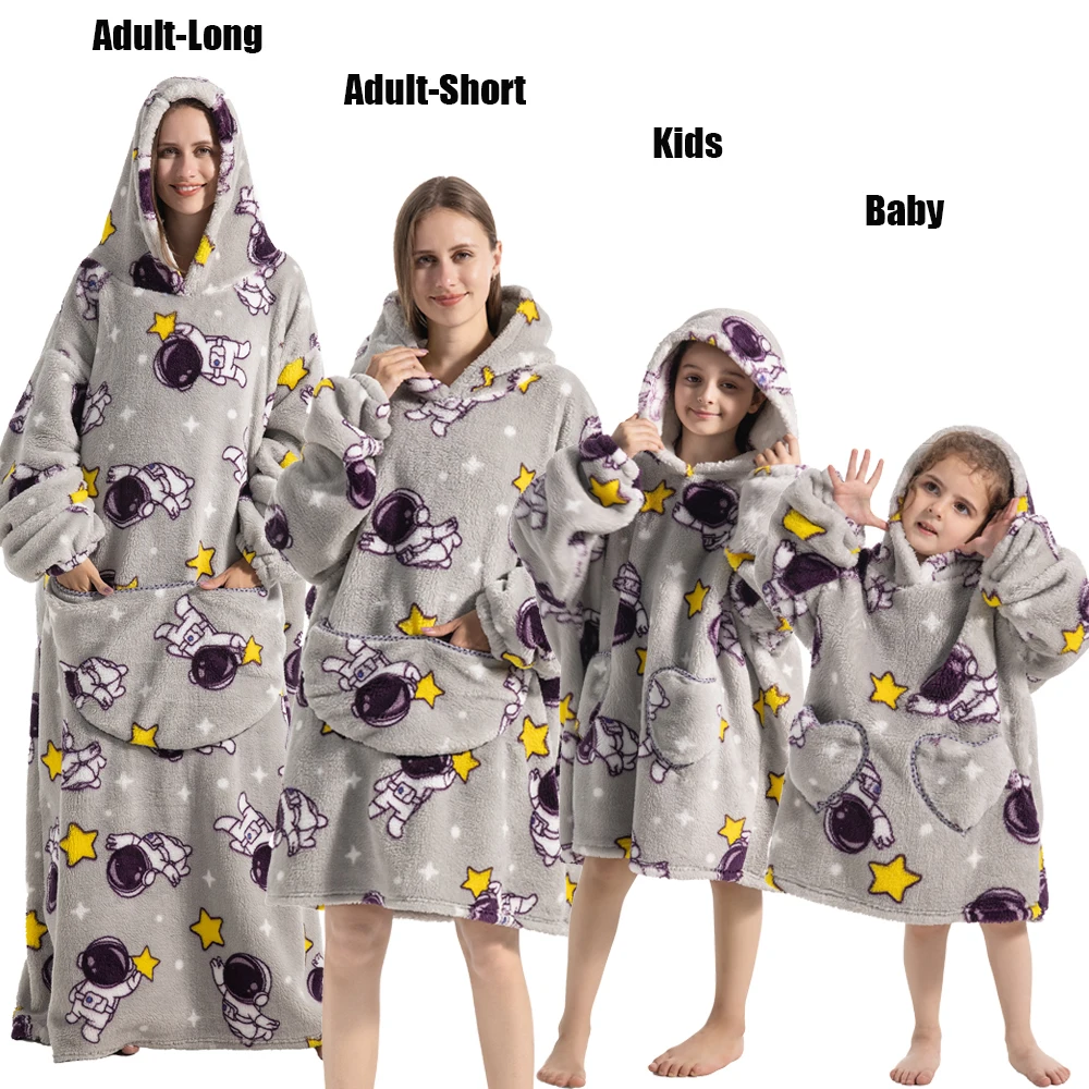 Plush Fleece Family Matching Hoodie Girl Sweatshirt Homewear Men Women Children Thick Pullover Oversize Winter Sherpa Blanket - Image 11
