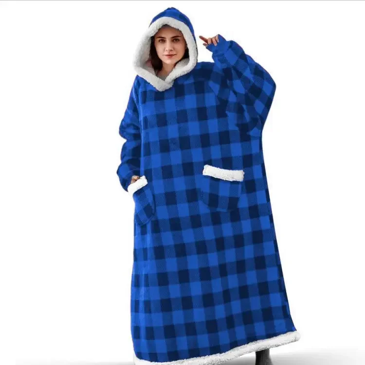 Super Long Flannel Blanket with Sleeves Winter Hoodies Sweatshirt Women Men Pullover Fleece Giant TV Blanket Oversized New - Image 18
