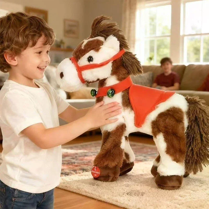 Spotted Electric Plush Horse, Interactive Walking Pony With Sound, Realistic Head Wagging & Tail Movement, Adorable Soft Plushie - Image 3