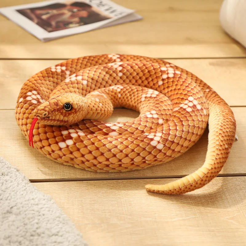 2M/3M Real Life Snake Plush Toy Giant Piebald Snake Stuffed Long Snake Plush Brown Yellow Green Creative Decor Gift - Image 8