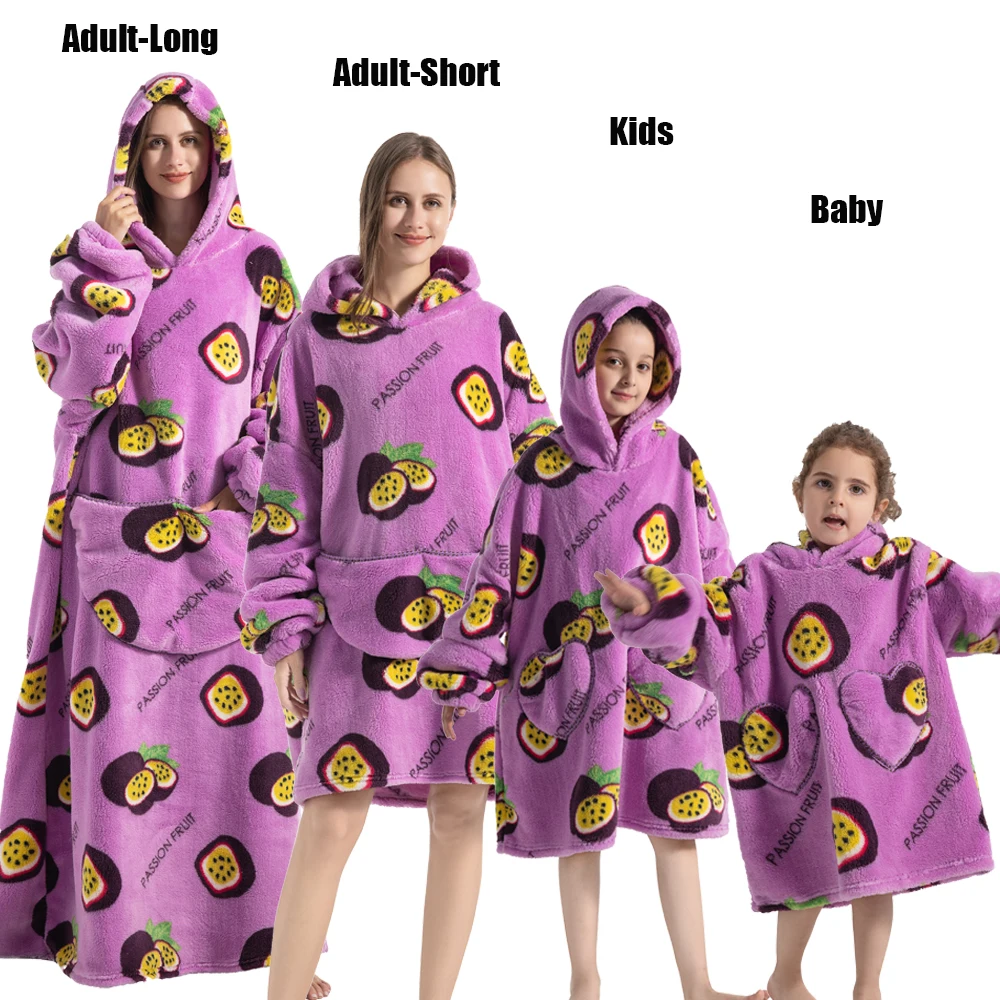 Plush Fleece Family Matching Hoodie Girl Sweatshirt Homewear Men Women Children Thick Pullover Oversize Winter Sherpa Blanket - Image 9