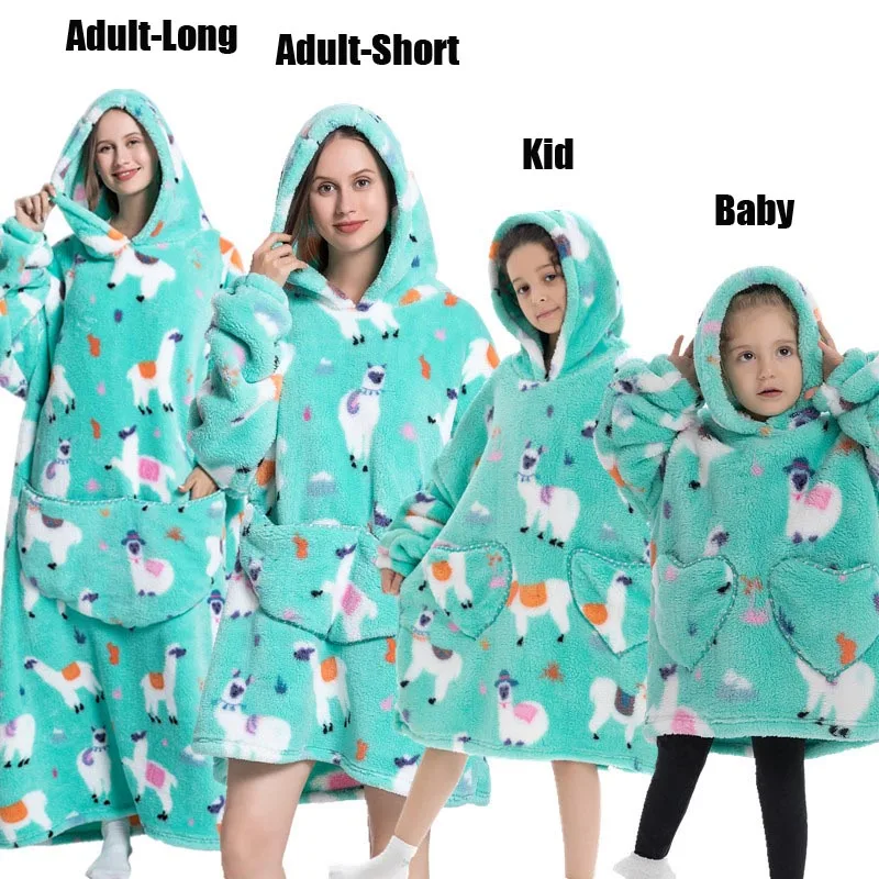 Plush Fleece Family Matching Hoodie Girl Sweatshirt Homewear Men Women Children Thick Pullover Oversize Winter Sherpa Blanket - Image 34