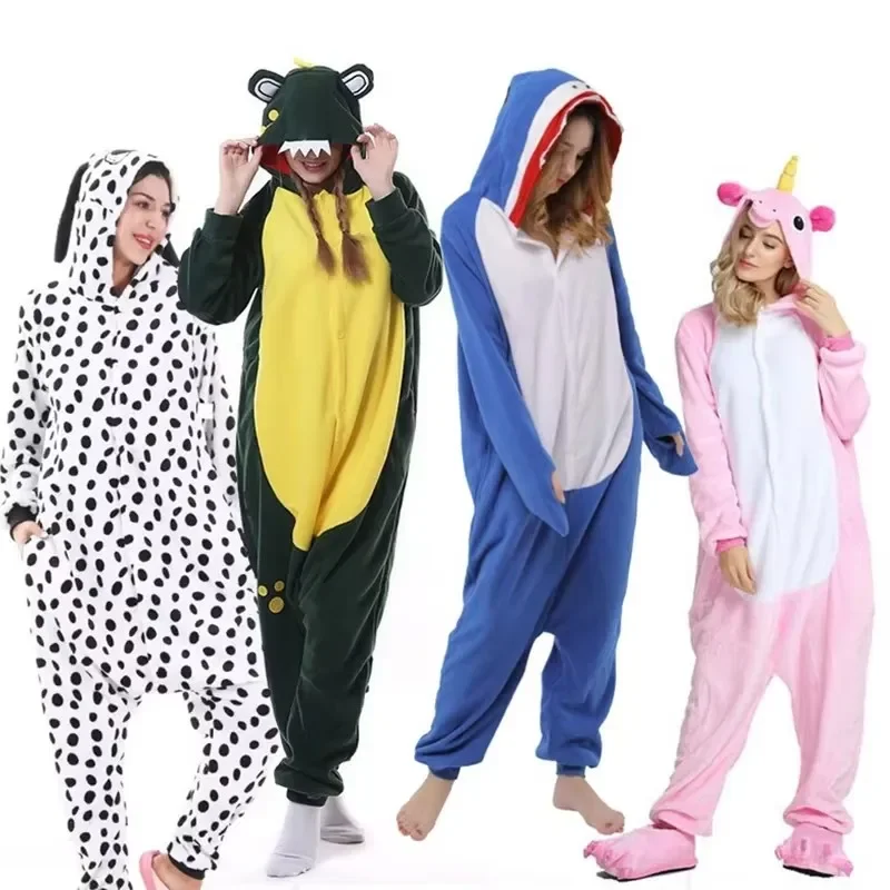 Cartoon One-piece Pajamas Men's and Women's Flannel Animal One-piece Pajamas Cosplay Clothing Clothing Home Clothing