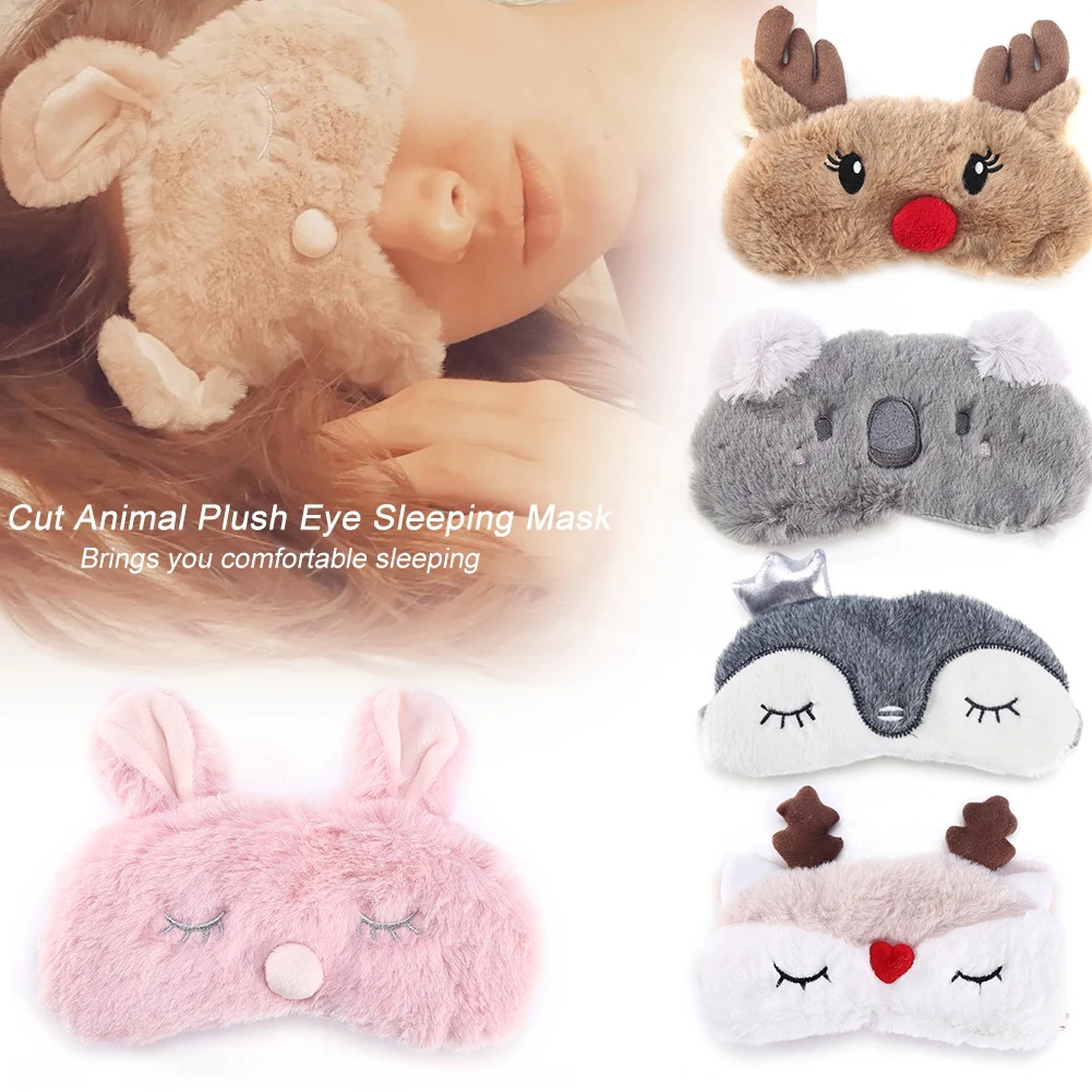 Sleeping Eye Mask 5 Colors Cute Animal Eye Cover Sleeping Mask Christmas Deer Winter Carton Nap Eye Shade Mask - Image 2