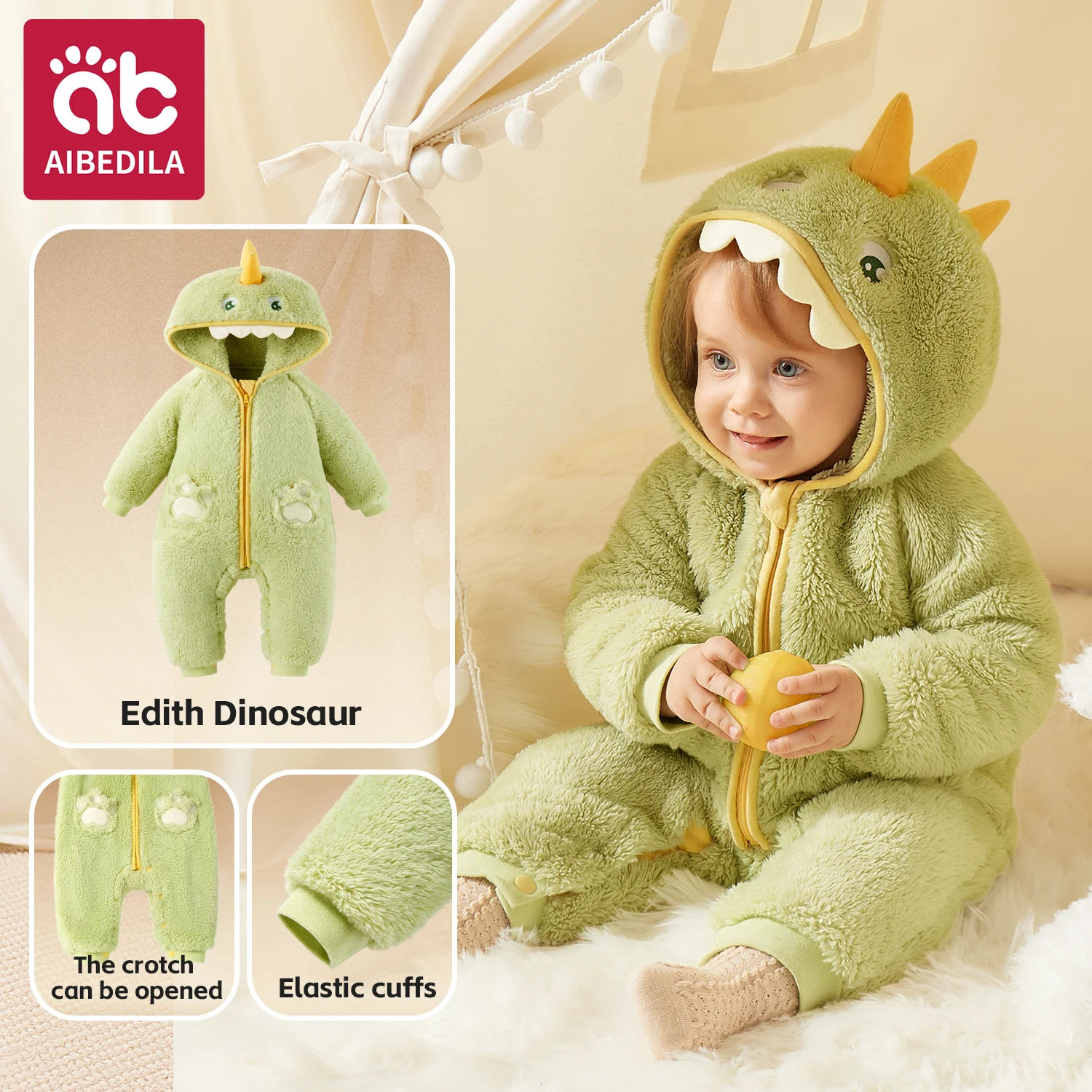 Baby Animal Costume Pajamas - Cute Cartoon Zipper Jumpsuit for Newborn Boys Girls Winter Warm Infant Romper Sleepwear 1-3Y - Image 8