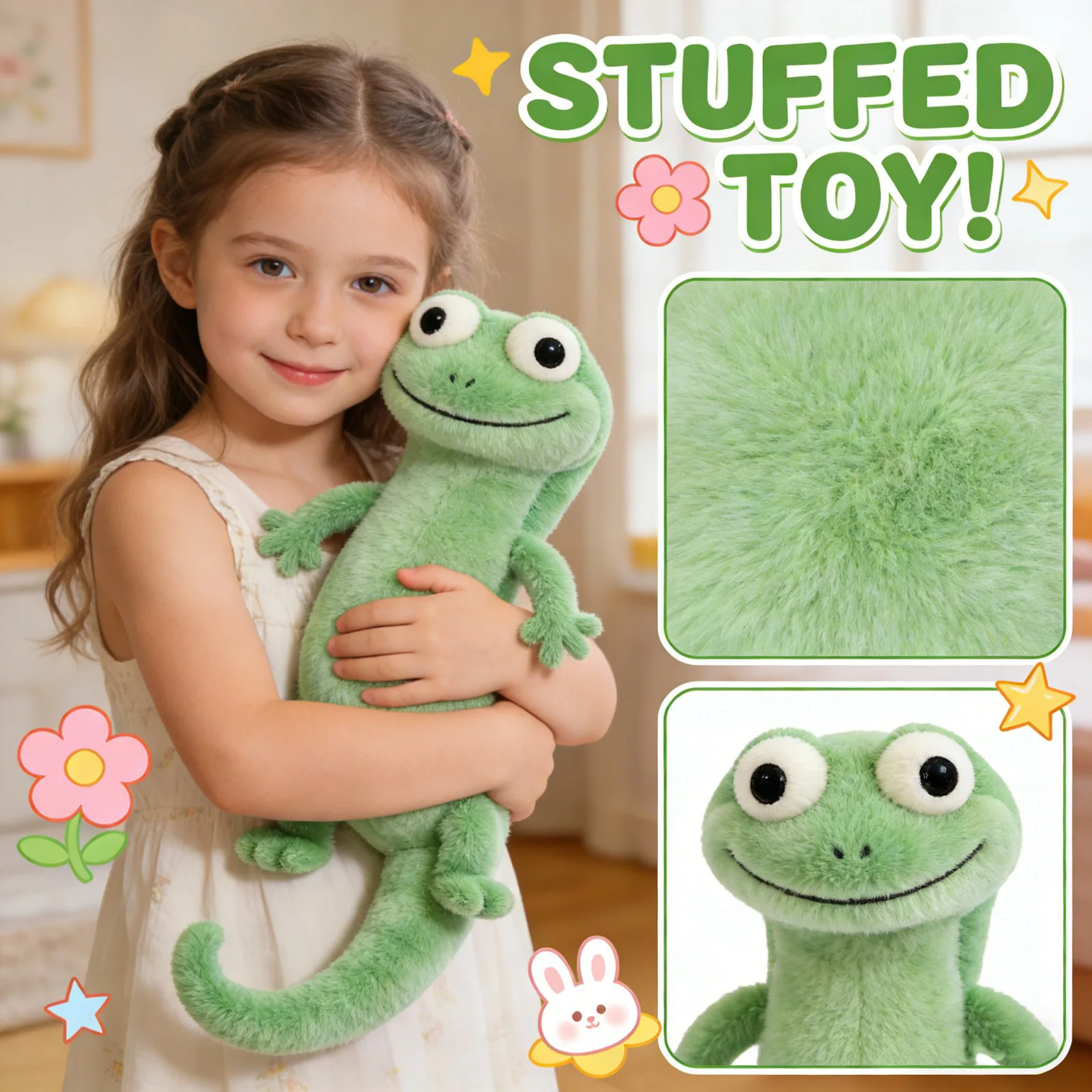 Green Lizard Tom Simulation Animal Soft And Comfortable Plush Doll Sleep Companion Toys Sofa Hug Pillow Bedside Ornament Gifts - Image 2