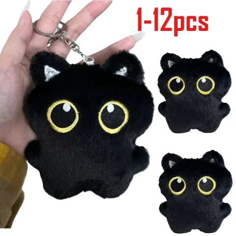 1-12pcs Black Cat Plush Toy