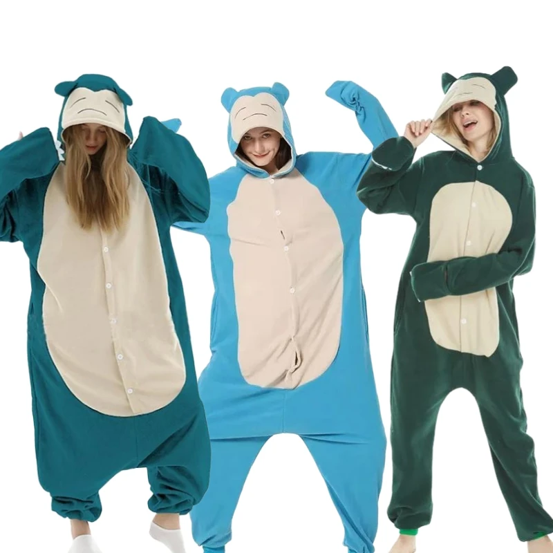 Animal Pajamas Role Playing Solid Color Hooded Adult Cosplay Cartoon Bodysuit Unisex Warm Home Clothes Jumpsuits Blue Clothing