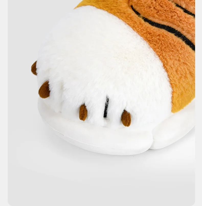 Tiger Paw Plush Slippers for Women & Men | Furry Winter House Shoes - Image 2