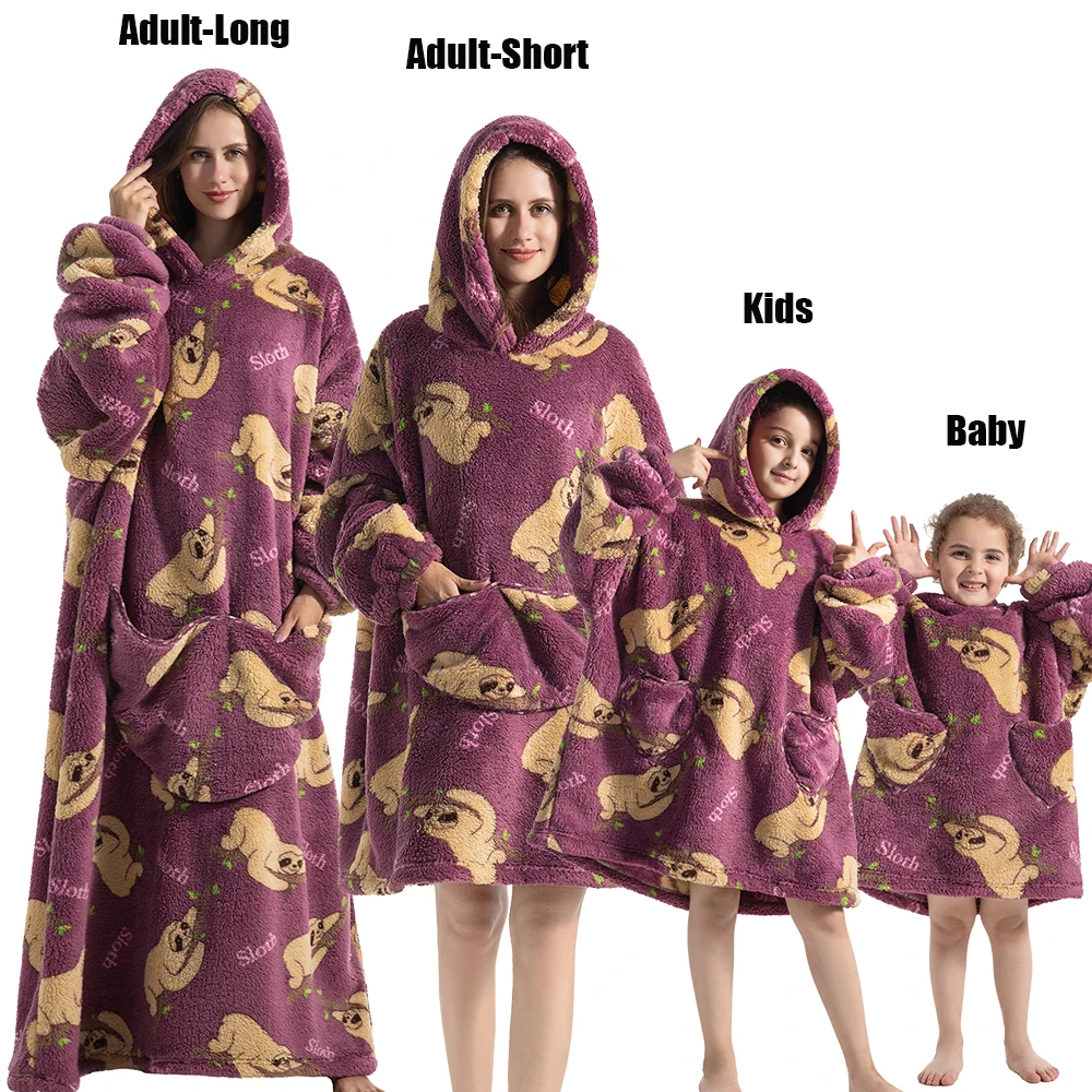 Plush Fleece Family Matching Hoodie Girl Sweatshirt Homewear Men Women Children Thick Pullover Oversize Winter Sherpa Blanket - Image 15