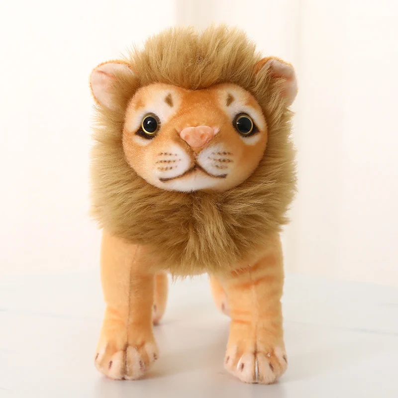 23/28cm Simulation Male Lion Plush Toys Lifelike Panthera Leo Stuffed Dolls Cute King of Grassland Room Decor Kids Birthday Gift - Image 8