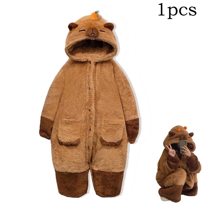 Capybara Women's Pajamas Set Sleepwear Cosplay Unicorn Kigurumi Costume Robes and Pants Slipper Backpack Anime Nightgown Hooded - Image 10