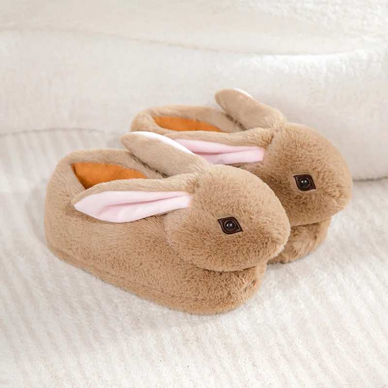 Cute Rabbit Slippers Women Cartoon Bunny Shoes Warm Faux Fur Soft Sole Girls Indoor Home Floor Slipper Funny House Footwear - Image 8