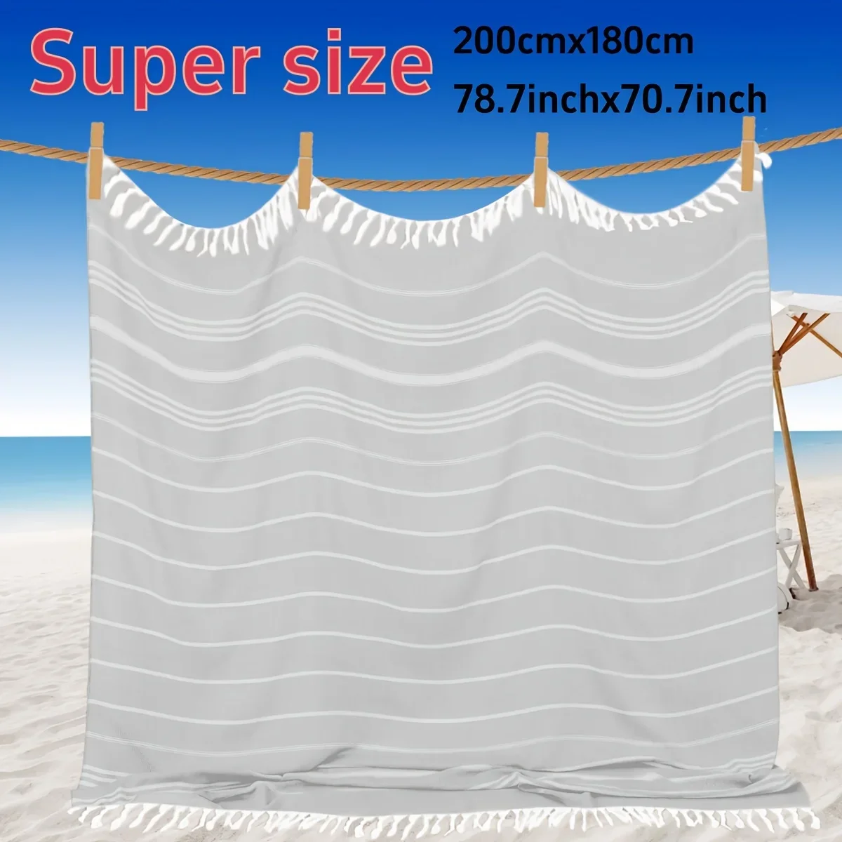 Giant Turkish Towel Extra Large Bohemian Blanket Quick Dry Sand Resistant Soft Thin Compact Adult Outdoor Beach Daily Use Gear - Image 7