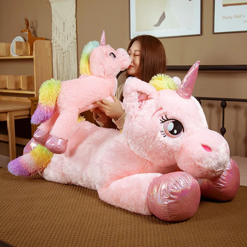 1Pcs 45/60/80/100cm Kawaii Giant Unicorn Plush Toy Soft Stuffed Plush Doll Colorful Horse Toys For Children Girl Birthday Gifts - Image 4