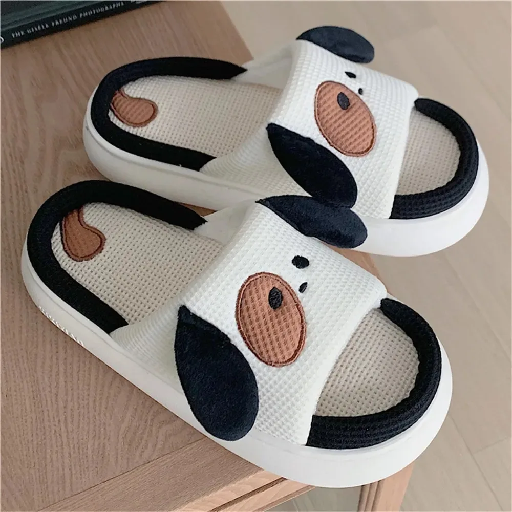 Home Linen Slipper for Women Cute Bunny Clouds Flip Flops Female Design Cozy Shoes Slides Four Season Platform Couples Sandals - Image 5