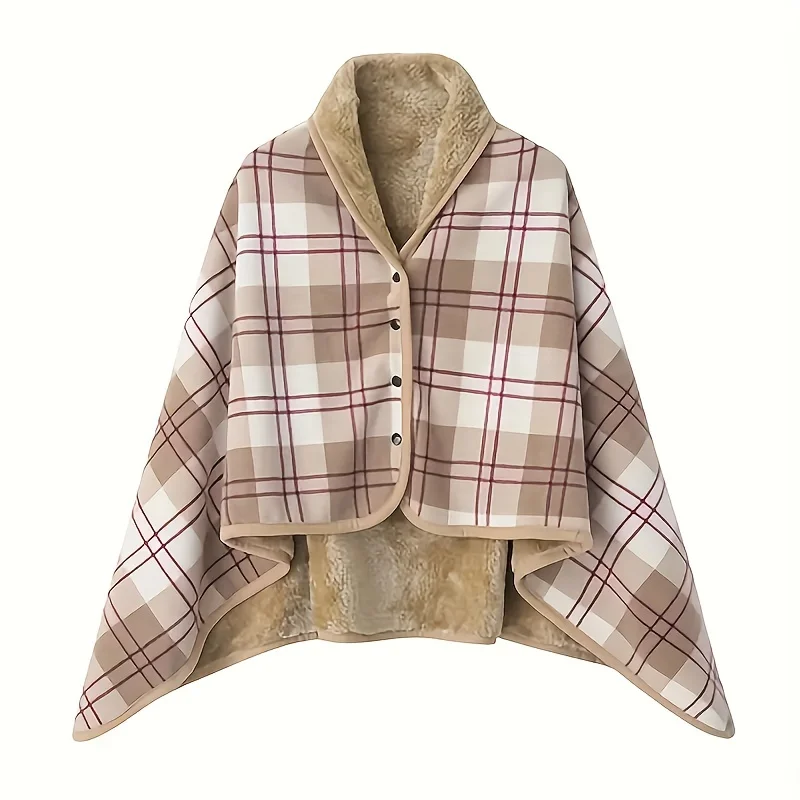 1pc Wearable Blankets Shawl Blanket Flannel Lazy Casual Office Blanket - Image 8