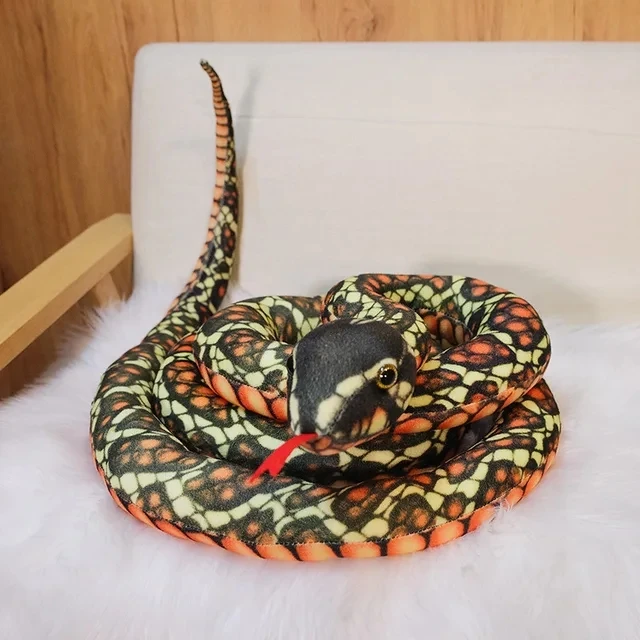 Hot Simulated Long Snakes Plush Toy Giant Lifelike Python Stuffed Snake Plushie Children Boys Funny Birthday Gift Home Decora - Image 17